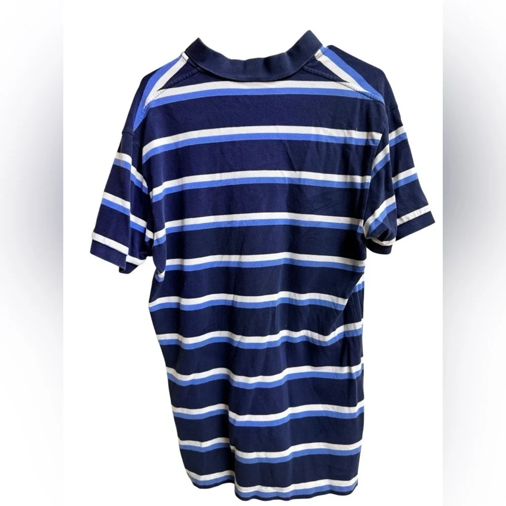Polo Ralph Lauren Men’s Striped Polo Shirt Blue White Short Sleeve Size L Cotton